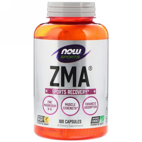 Now Foods, スポーツ、ZMA、スポーツからの回復、180カプセル