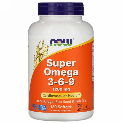 Now Foods, スーパーオメガ3-6-9、1,200mg、ソフトジェル180粒