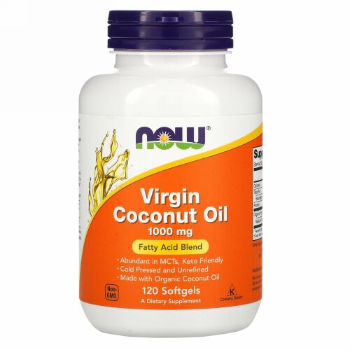 Now Foods, バージンココナッツオイル、1,000mg、ソフトジェル120粒