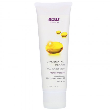 Now Foods, ビタミンD-3クリーム、1,000IU、118ml（4fl oz）