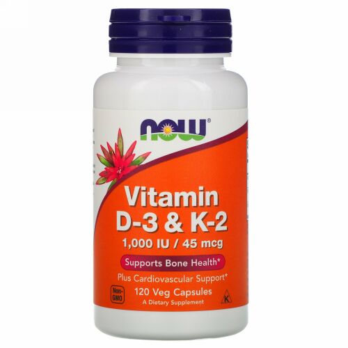 Now Foods, ビタミンD-3＆K-2、植物性カプセル120粒