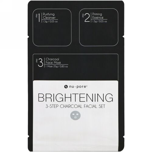 Nu-Pore, ブライトニング3ステップ・チャコールフェイシャルセット、1パック (Discontinued Item)