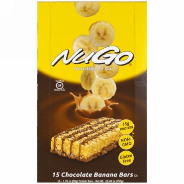 NuGo Nutrition, Nutrition To Go、チョコレートバナナバー、プロテインバー 15 本、1 本当たり 1.76 oz (50 g) (Discontinued Item)