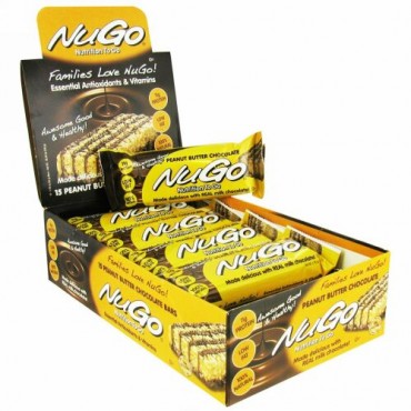 NuGo Nutrition, 持ち歩ける栄養素、ピーナッツバターチョコレートバー、15 バー、各 1.76 オンス (50 g) (Discontinued Item)