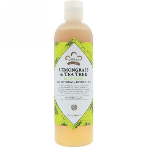 Nubian Heritage, ボディーウォッシュ、レモングラス & ティーツリー、13 fl oz (384 ml) (Discontinued Item)