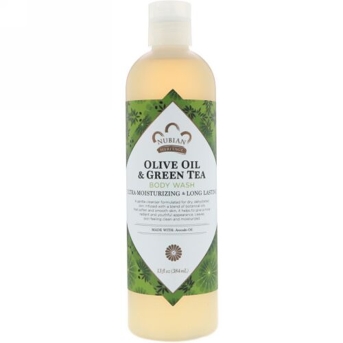 Nubian Heritage, ボディウォッシュ、オリーブオイルと緑茶、13 fl oz (384 ml) (Discontinued Item)