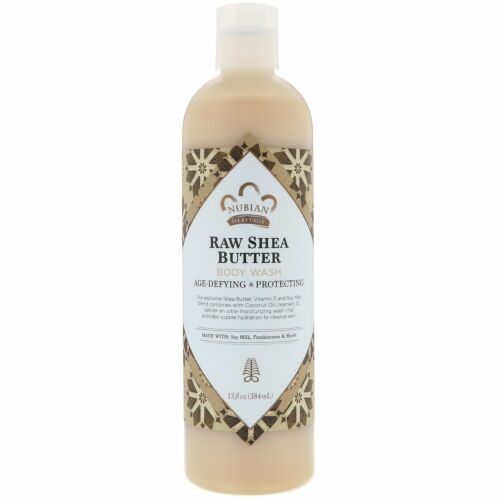Nubian Heritage, ボディーウォッシュ, ロー シア バター ウィズ ソイ ミルク, ビタミン E, フランキンセンス & Myrrh, 13 fl oz (384 ml)