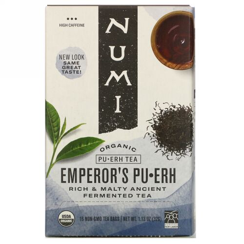 Numi Tea, Organic Pu-Erh Tea, Emperor's Pu-Erh, 16 Tea Bags, 1.13 oz (32 g)