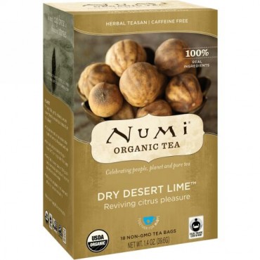 Numi Tea, Organic Tea, Herbal Teasans, Dry Desert Lime, Caffeine Free, 18 Tea Bags, 1.4 oz (39.6 g) Each (Discontinued Item)