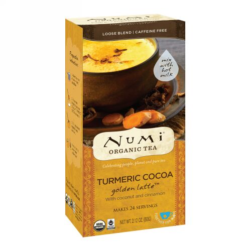 Numi Tea, Organic Tea, Loose Tea, Turmeric Cocoa, Golden Latte, Caffeine Free, 2.12 oz (60 g) (Discontinued Item)