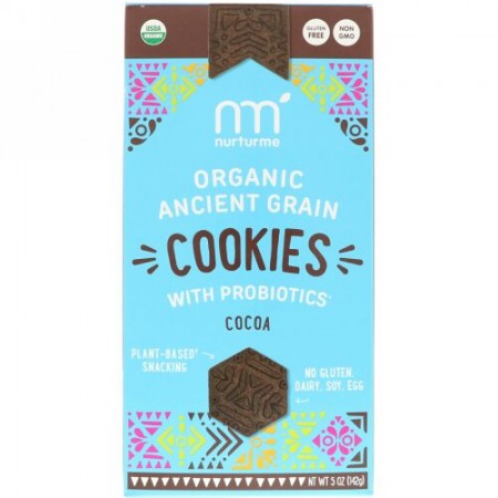 NurturMe, Organic Ancient Grain Cookies, With Probiotics, Cocoa, 5 oz (142 g) (Discontinued Item)