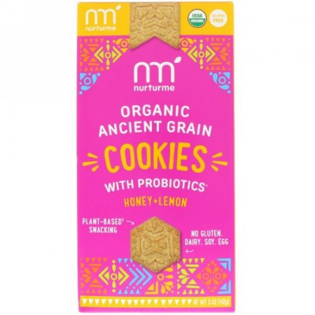 NurturMe, Organic Ancient Grain Cookies, With Probiotics, Honey + Lemon, 5 oz (142 g) (Discontinued Item)