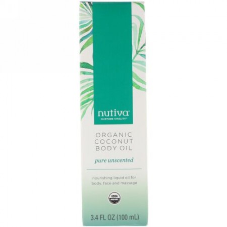 Nutiva, オーガニックココナッツボディオイル、純粋・無香料、3.4 fl oz (100 ml) (Discontinued Item)