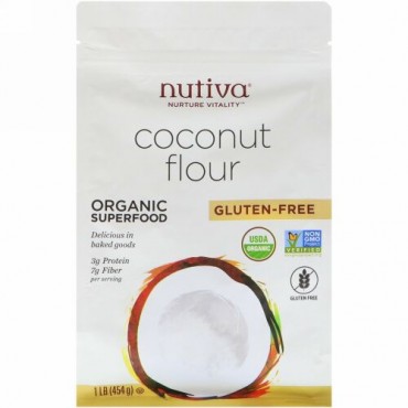 Nutiva, オーガニック、ココナッツ粉、グルテンフリー、454 g