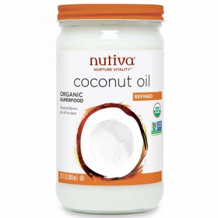 Nutiva, オーガニック ココナッツオイル, 精製, 23 液量オンス (680 ml)