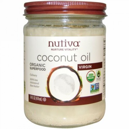 Nutiva, オーガニックスーパーフード, ココナッツオイル, バージン（一番搾り）, 14液量オンス（444 ml）
