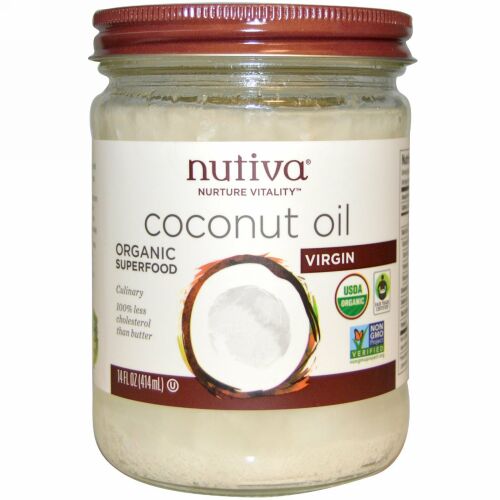 Nutiva, オーガニックスーパーフード, ココナッツオイル, バージン（一番搾り）, 14液量オンス（444 ml）