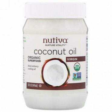 Nutiva, 活力を養う, ココナッツオイル, バージン, 15液量オンス（444 ml）