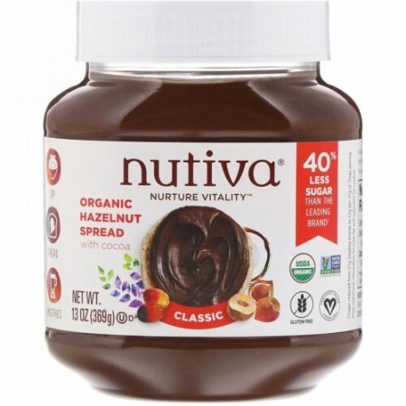 Nutiva, オーガニックヘーゼルナッツスプレッド, クラシック, 13オンス (369 g)