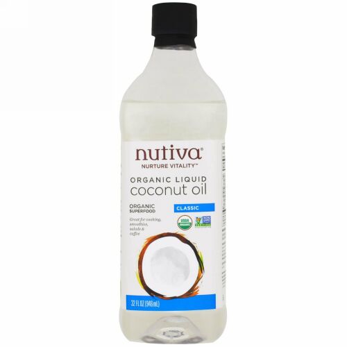 Nutiva, オーガニック液体ココナッツオイル, クラシック, 32液量オンス (946 ml)