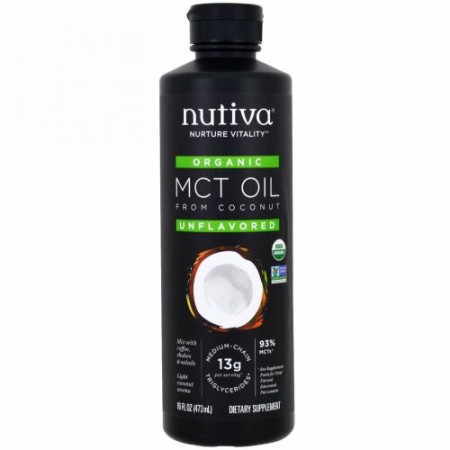 Nutiva, オーガニックMCTオイル（ココナッツ由来）, 無香料, 16液量オンス (473 ml)