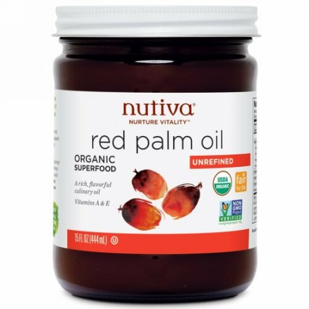 Nutiva, オーガニック レッドパームオイル, 未精製, 15 液量オンス (444 ml)