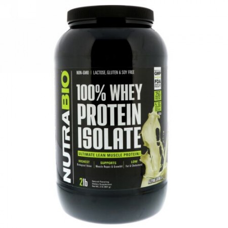 NutraBio Labs, 100 % Whey Protein Isolate, Alpine Vanilla, 2 lbs (907 g) (Discontinued Item)
