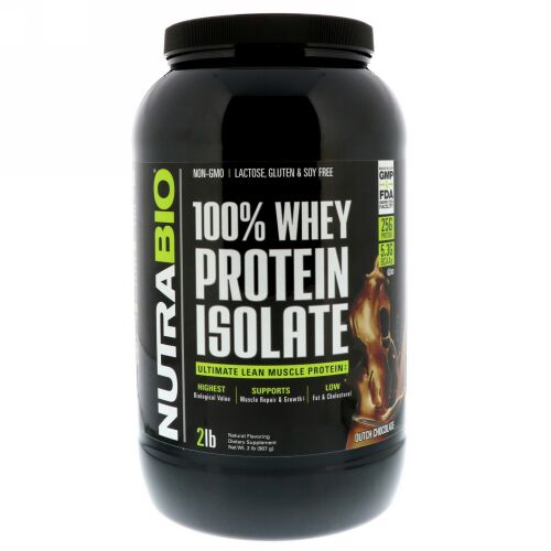 NutraBio Labs, 100 %ホエイタンパク質アイソレート、ダッチチョコレート、2ポンド (907 g) (Discontinued Item)