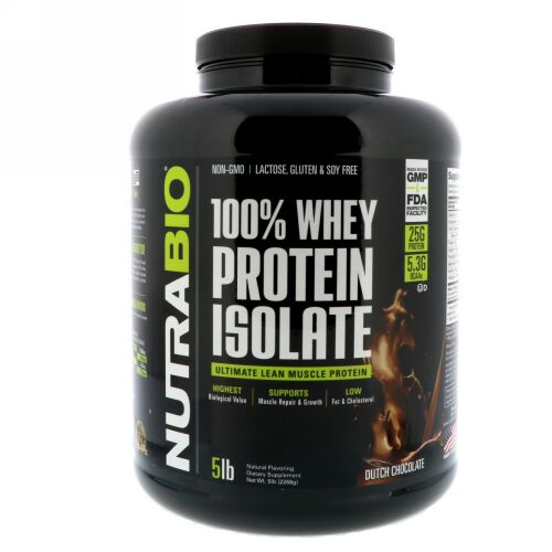 NutraBio Labs, 100%ホエイタンパク質アイソレート、ダッチチョコレート、5ポンド (2268 g) (Discontinued Item)