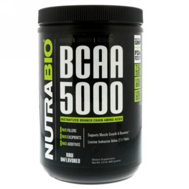 NutraBio Labs, BCAA 5000、天然・無香料、0.9 lb (400 g) (Discontinued Item)