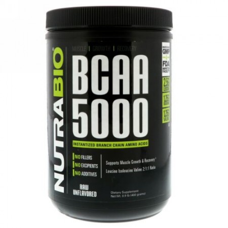NutraBio Labs, BCAA 5000、天然・無香料、0.9 lb (400 g) (Discontinued Item)