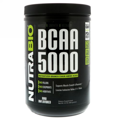 NutraBio Labs, BCAA 5000、天然・無香料、0.9 lb (400 g) (Discontinued Item)