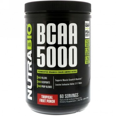 NutraBio Labs, BCAA 5000、トロピカルパンチ、0.85 lb (384 g) (Discontinued Item)