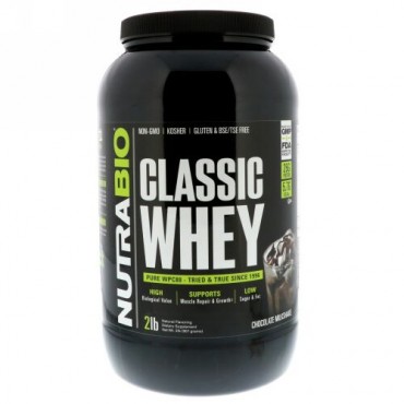 NutraBio Labs, クラシックホエイタンパク質、チョコレートミルクセーキ、2ポンド (907 g) (Discontinued Item)