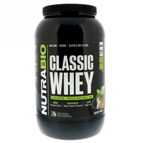 NutraBio Labs, クラシックホエイタンパク質、クリーミーバニラ、2ポンド (907 g) (Discontinued Item)