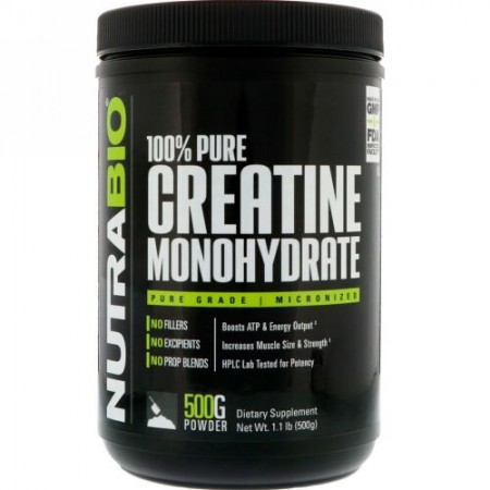 NutraBio Labs, クレアチンモノハイドレート、1.1 lb (500 g) (Discontinued Item)