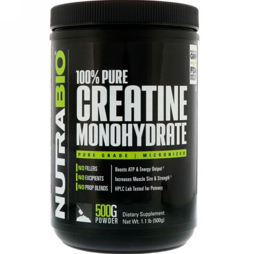 NutraBio Labs, クレアチンモノハイドレート、1.1 lb (500 g) (Discontinued Item)