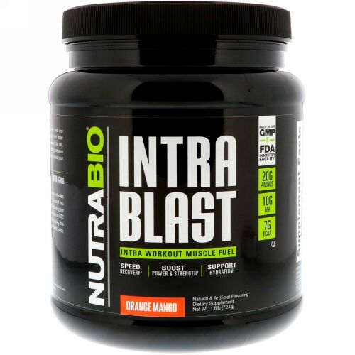 NutraBio Labs, イントラブラスト、イントラワークアウト マッスルフュエル、オレンジマンゴー、724g（1.6ポンド）