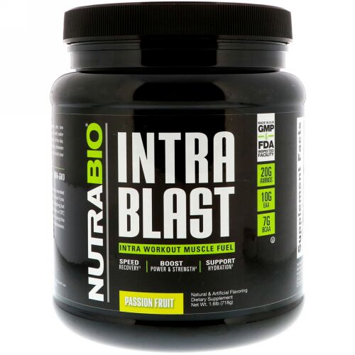 NutraBio Labs, イントラブラスト、イントラワークアウト マッスルフュエル、パッションフルーツ、718g（1.6ポンド）