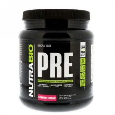 NutraBio Labs, プレワークアウト、ラズベリーレモネード、1.3 lb (567 g) (Discontinued Item)