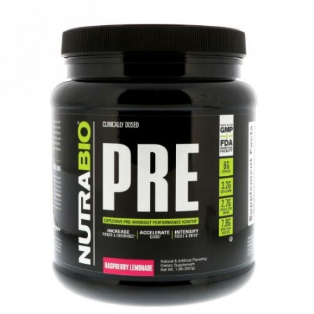 NutraBio Labs, プレワークアウト、ラズベリーレモネード、1.3 lb (567 g) (Discontinued Item)