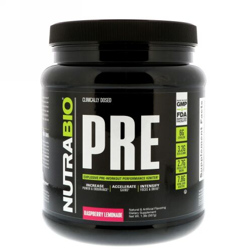 NutraBio Labs, プレワークアウト、ラズベリーレモネード、1.3 lb (567 g) (Discontinued Item)