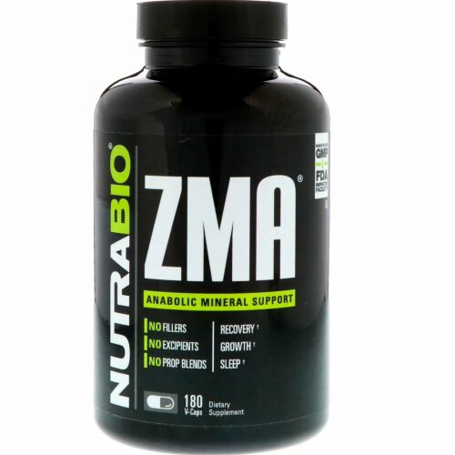 NutraBio Labs, ZMA、180野菜カプセル
