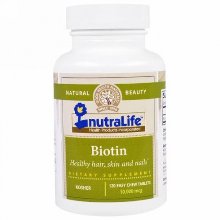 NutraLife, ビオチン, 10,000 mcg, 120錠 (チュアブル) (Discontinued Item)