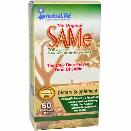 NutraLife, オリジナルSAMe、200mg、腸溶性コーティングタブレット60粒