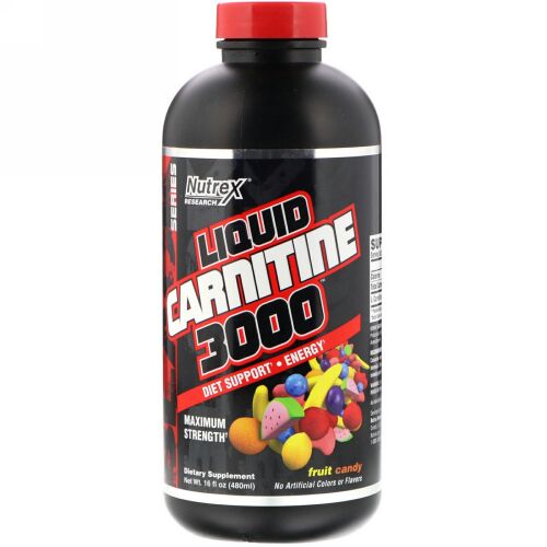 Nutrex Research, リキッドカルニチン3000、フルーツキャンディー、16 fl oz (480 ml) (Discontinued Item)