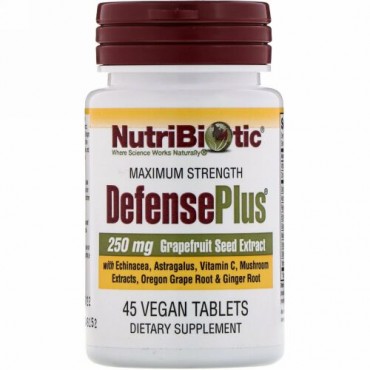 NutriBiotic, ディフェンスプラス（DefensePlus）、最高強度、ビーガンタブレット45粒