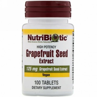 NutriBiotic, Grapefruit Seed、エキス、125 mg、100 粒