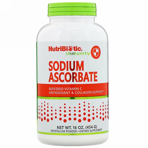 NutriBiotic, イミュニティ、アスコルビン酸ナトリウム、クリスタラインパウダー、454g（16oz）