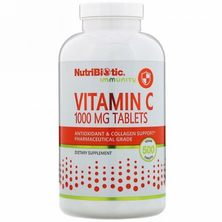 NutriBiotic, イミュニティ、ビタミンC、1,000mg、ビーガンタブレット500粒